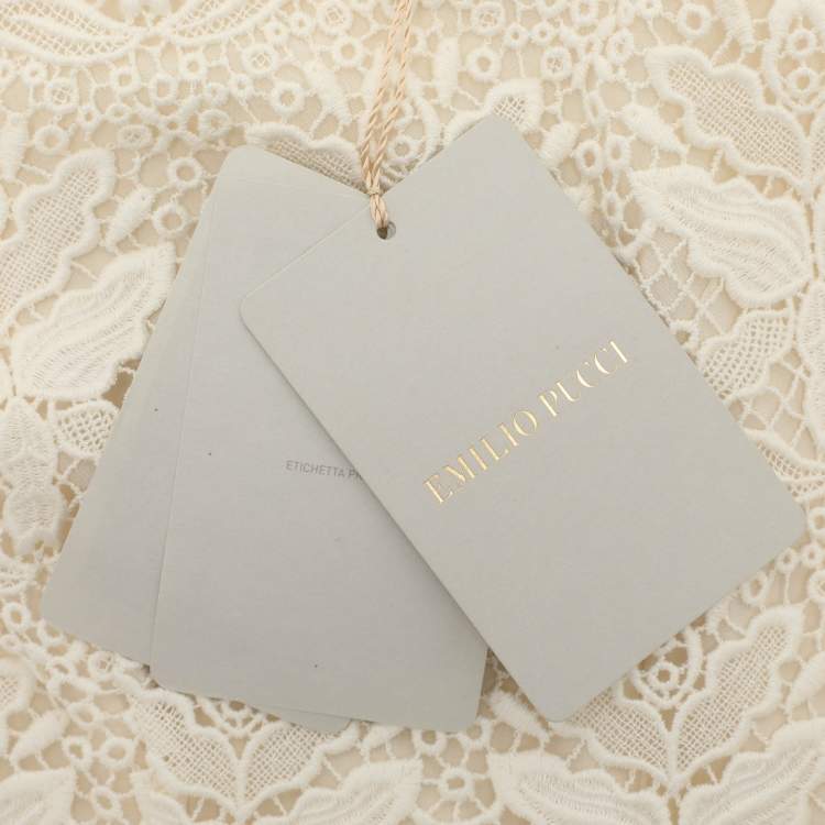 Pre Owned Emilio Pucci Cream Lace One Shoulder Dress M