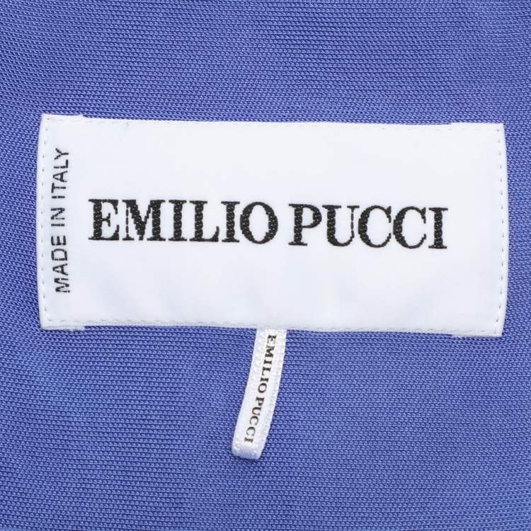 Pre Owned Emilio Pucci Light Ultramarine Silk Maxi Dress M