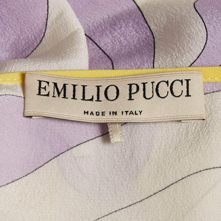 Pre Owned Emilio Pucci Lavender Fuilio Print Silk Cami Top M