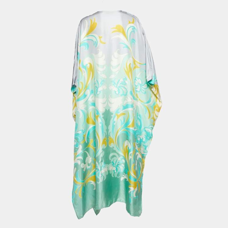 Pre Owned Emilio Pucci Multicolor Printed Silk Kaftan One Size 
