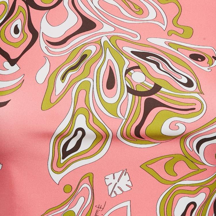 Pre Owned Emilio Pucci Pink Fluilio Print Jersey T-Shirt S