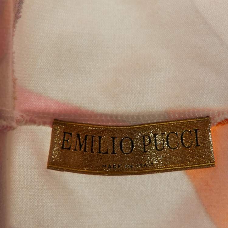 Pre Owned Emilio Pucci Multicolor Printed Velvet Zip Up Bomber Jacket S