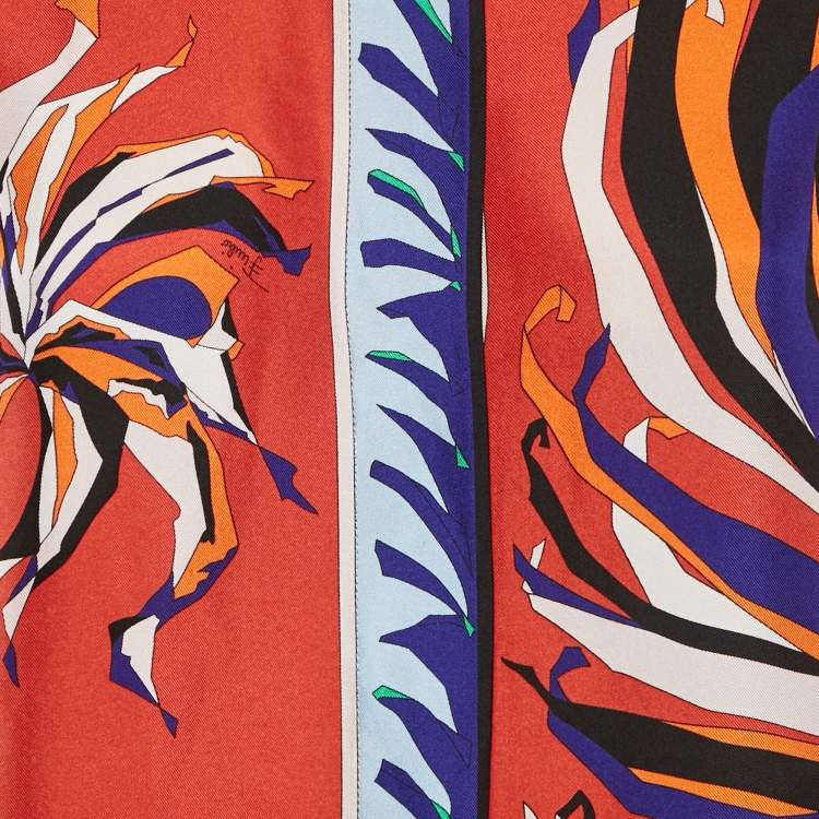 Pre Owned Emilio Pucci Multicolor Abstract Print Silk Button Front Shirt M