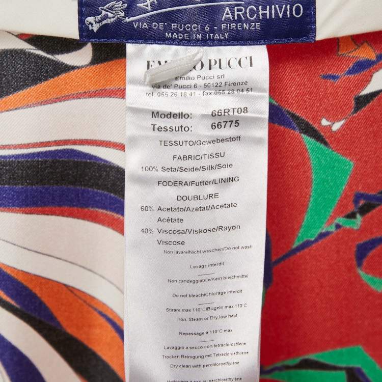 مملوكة مسبقًا Emilio Pucci Multicolor Abstract Print Silk Straight Leg Trousers M