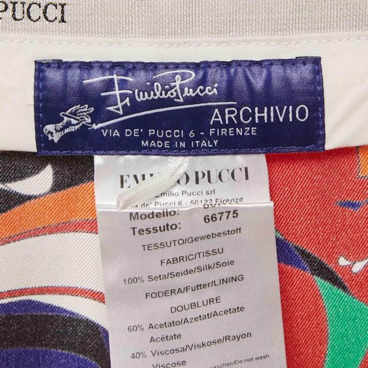 مملوكة مسبقًا Emilio Pucci Multicolor Abstract Print Silk Straight Leg Trousers M