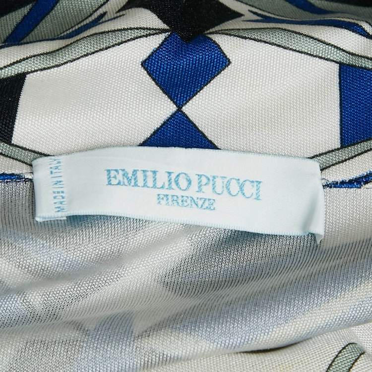 Pre Owned Emilio Pucci Printed Silk Jersey Button Front Short Dress S
