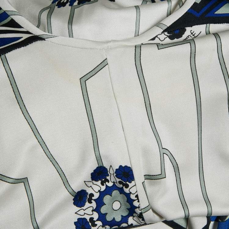 Pre Owned Emilio Pucci Printed Silk Jersey Button Front Short Dress S