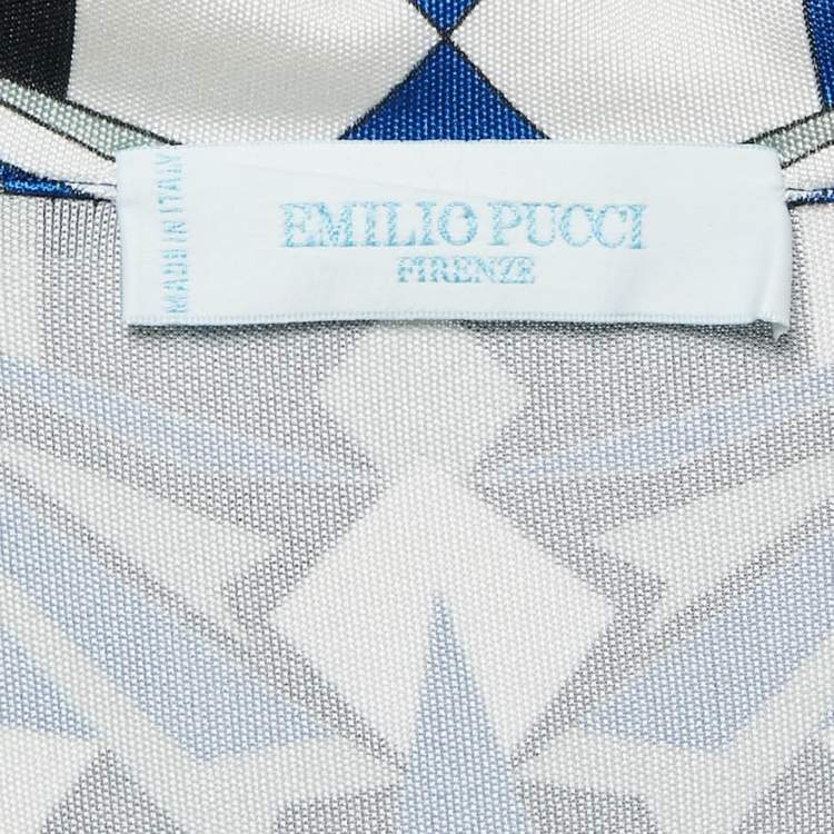 Pre Owned Emilio Pucci Printed Silk Jersey Button Front Short Dress S