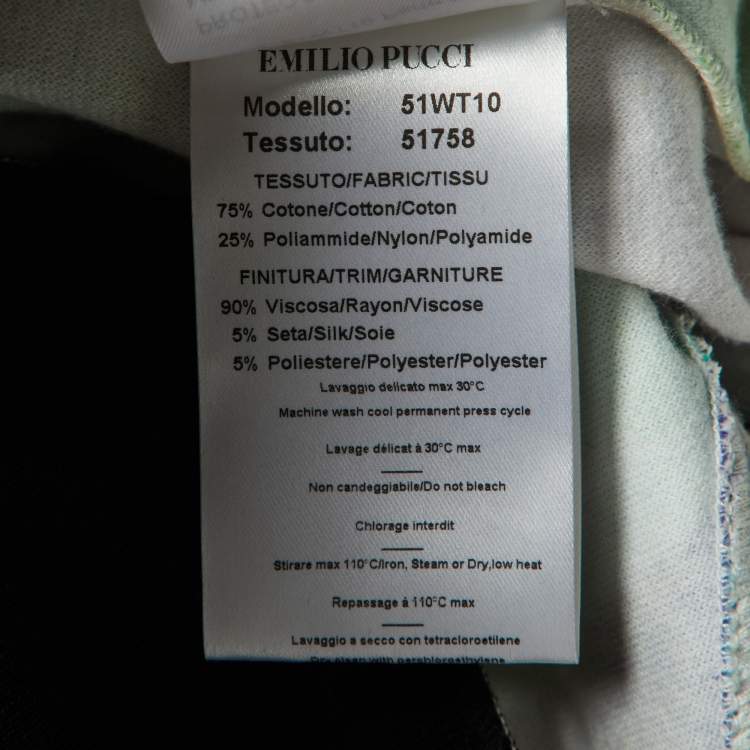Pre Owned Emilio Pucci Green Printed Velvet Track Trousers S