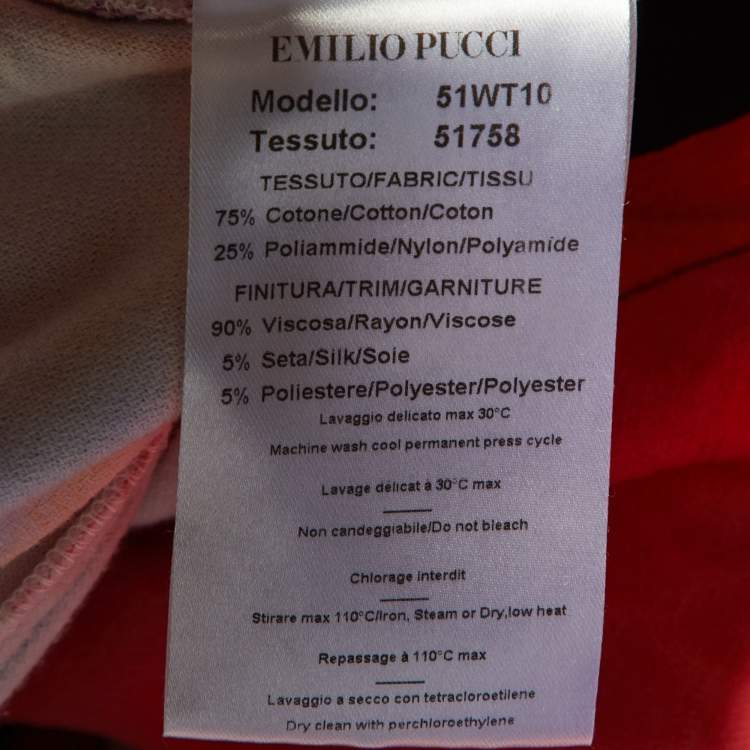 Pre Owned Emilio Pucci Pink Printed Velvet Track Trousers S