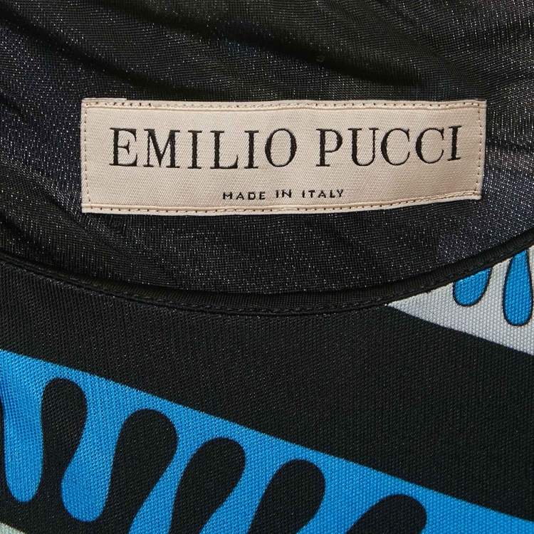 Pre Owned Emilio Pucci Blue Iride Print Jersey Sleeveless Dress M