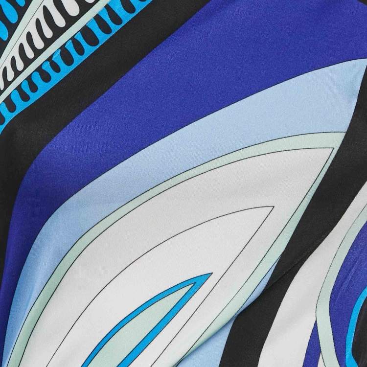 Pre Owned Emilio Pucci Blue Iride Print Jersey Sleeveless Dress M