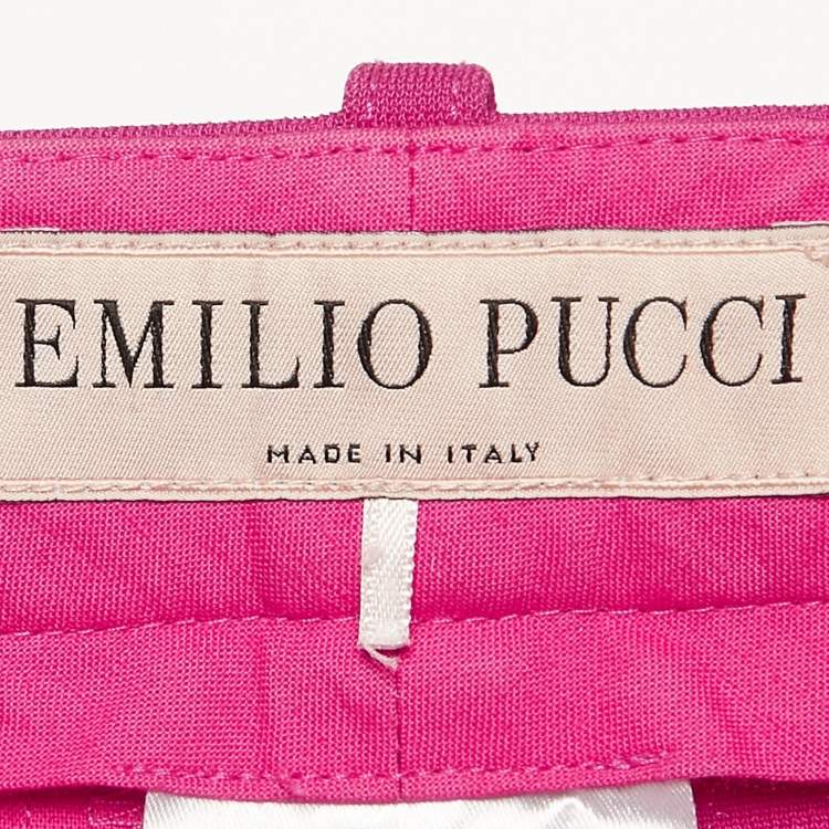 Pre Owned Emilio Pucci Pink Jersey Pintuck Detail Trousers S