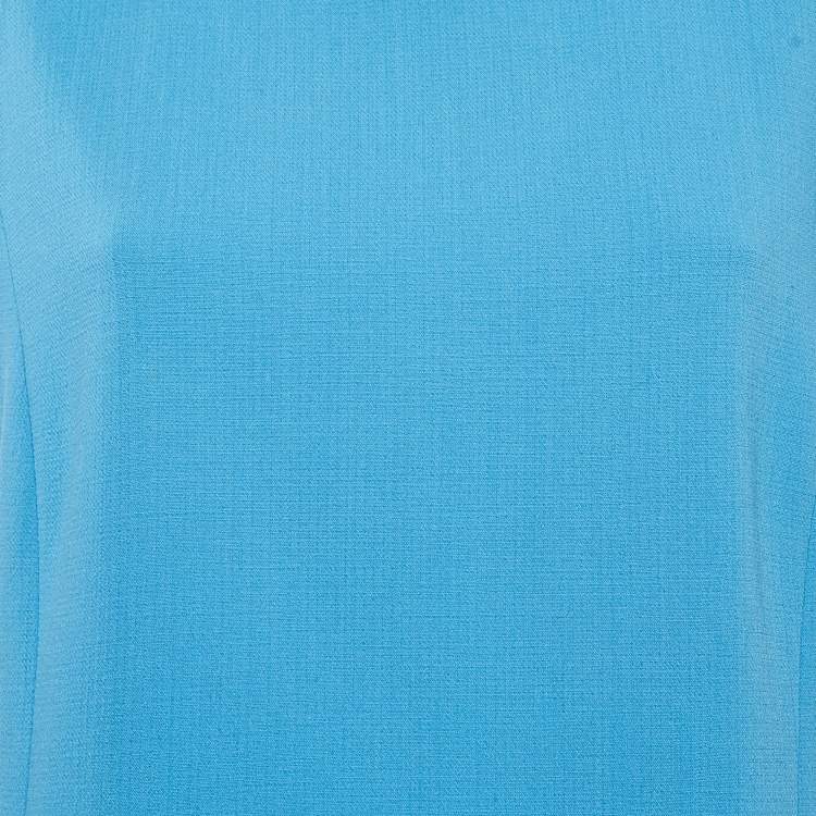 Pre Owned Emilio Pucci Blue Wool Round Neck Short Dress L