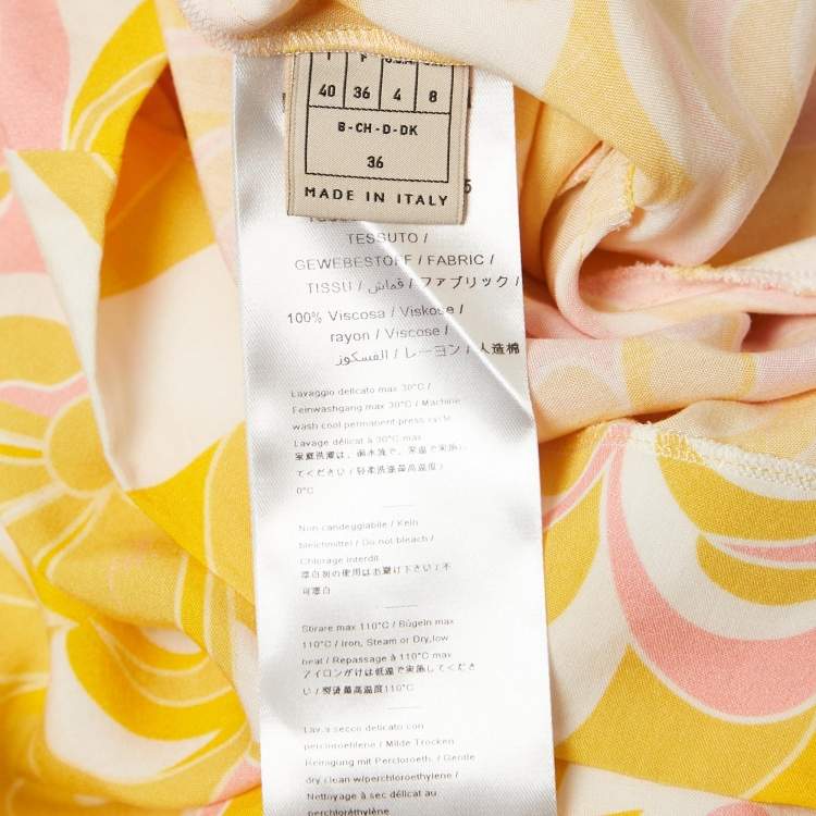 Pre Owned Emilio Pucci Yellow Printed Crepe Tie-Up Mini Dress S