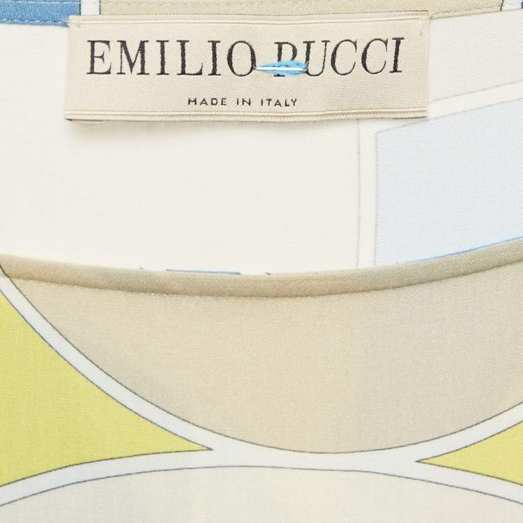 Pre Owned Emilio Pucci Multicolor Printed Viscose Belted Mini Dress S 
