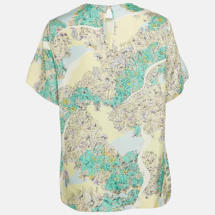 Pre Owned Emilio Pucci Multicolor Floral Print Silk Top S