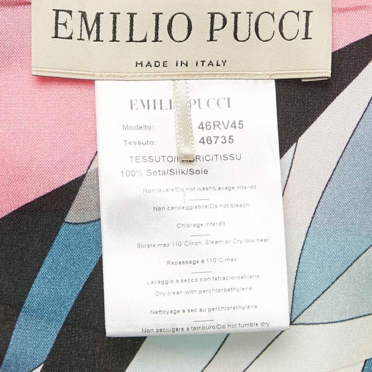 Pre Owned Emilio Pucci Multicolor Printed Silk Maxi Skirt L
