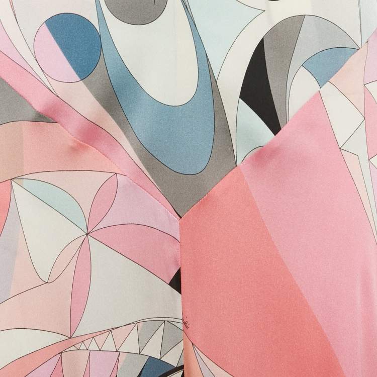 Pre Owned Emilio Pucci Multicolor Printed Silk Maxi Skirt L