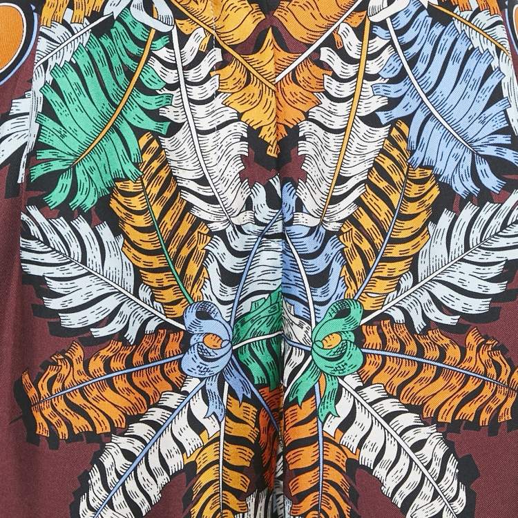 Pre Owned Emilio Pucci Multicolor Printed Silk Wide Leg Trousers L