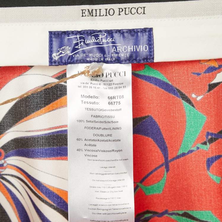 Pre Owned Emilio Pucci Multicolor Printed Silk Wide Leg Trousers S