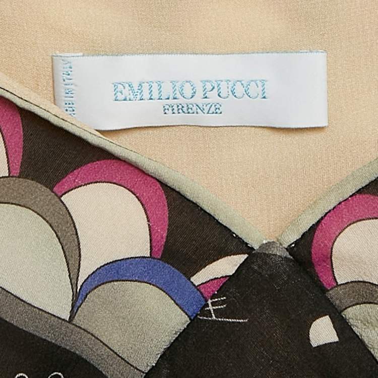 Pre Owned Emilio Pucci Black Sequin Embellished Silk Slip Dress M