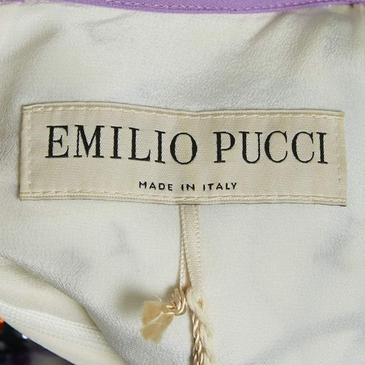 Pre Owned  Emilio Pucci White Floral Cotton Blend Embellished Mini Dress M 