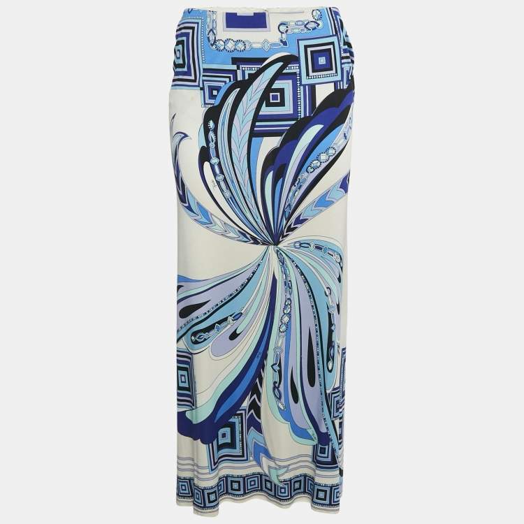 【EMILIO PUCCI】MULTICOLOR SILK SKIRT Emilio Pucci Vintage Women's Skirt Abstract Pattern