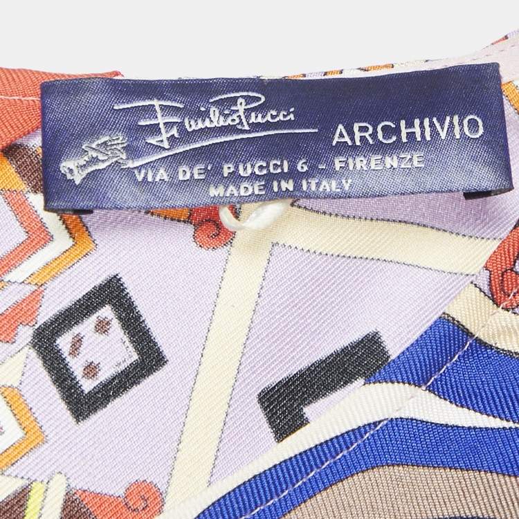 مملوكة مسبقًا Emilio Pucci Multicolor Printed Silk Shift Mini Dress S