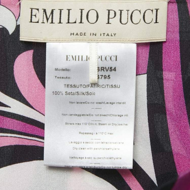 Pre Owned Emilio Pucci Pink Printed Silk Maxi Skirt L
