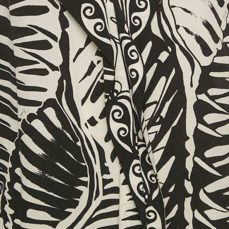 Pre Owned Emilio Pucci White Printed Silk Sleeveless Mini Dress S