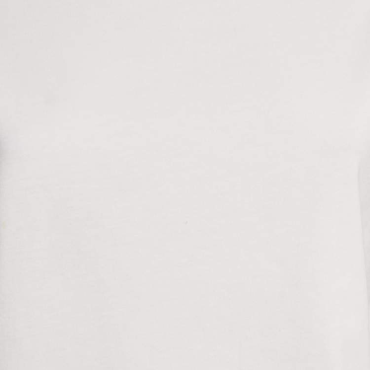 Pre Owned Emilio Pucci White Jersey Printed Silk Ruffled Sleeve T-Shirt M