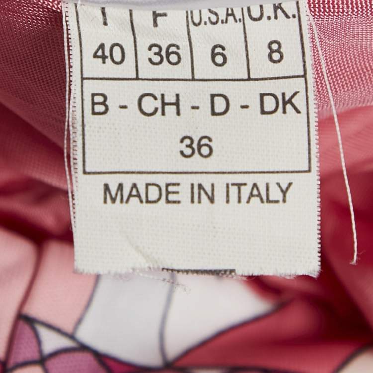 Pre Owned Emilio Pucci Pink Printed Jersey Long Sleeve Short Dress S