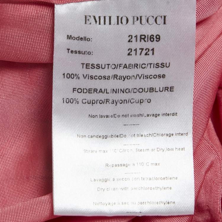 Pre Owned Emilio Pucci Pink Printed Jersey Long Sleeve Short Dress S