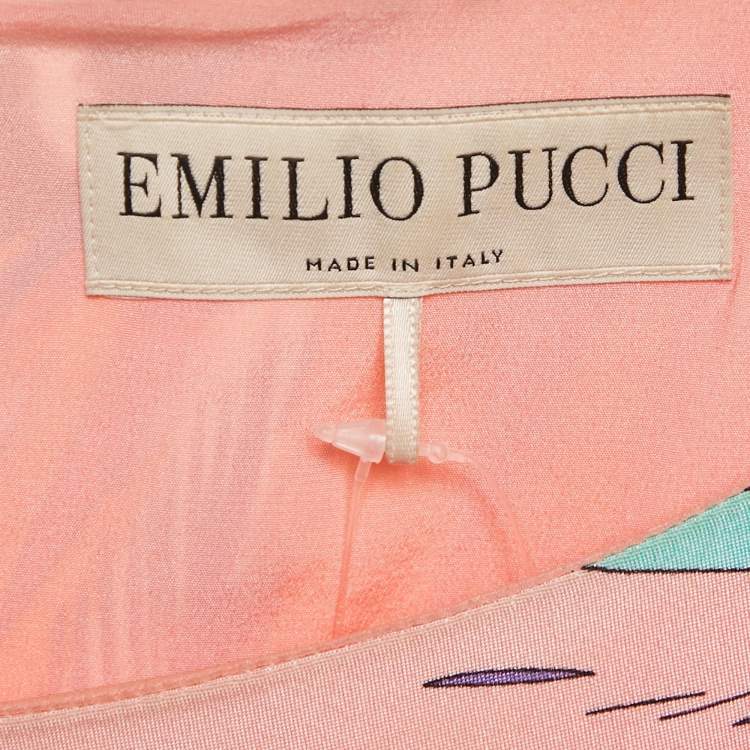 Pre Owned Emilio Pucci Multicolor Silk Long Sleeve Mini Dress S