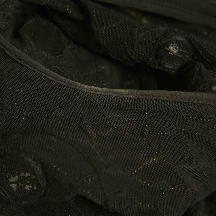Pre Owned Emilio Pucci Black Embellished Mesh Feather Detail Mini Dress L