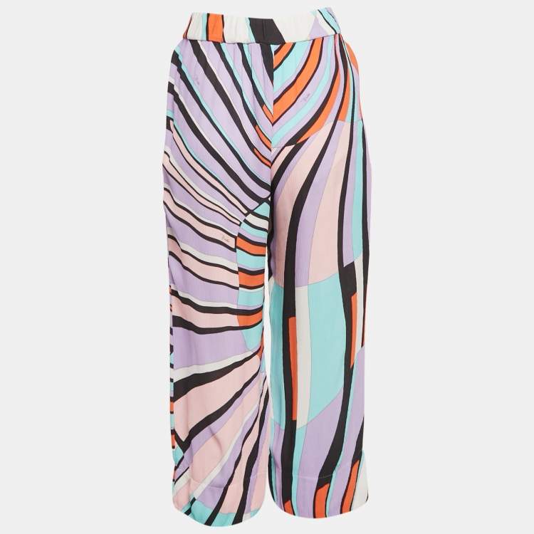 Pre Owned Emilio Pucci Multicolor Crepe Capri Pants M