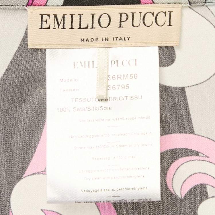 Pre Owned Emilio Pucci Pink Printed Silk Asymmetric Top XL