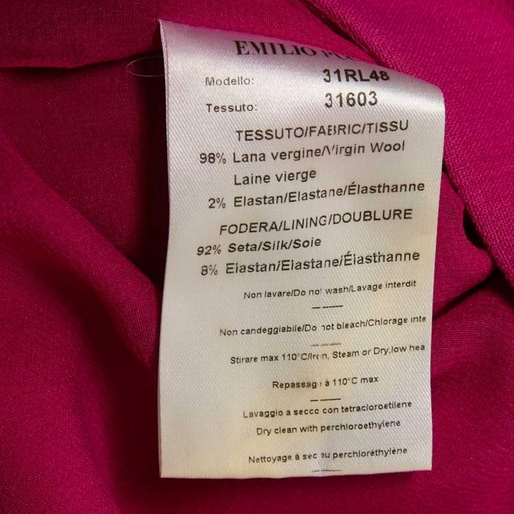 Pre Owned Emilio Pucci Pink Wool Sheath Dress S