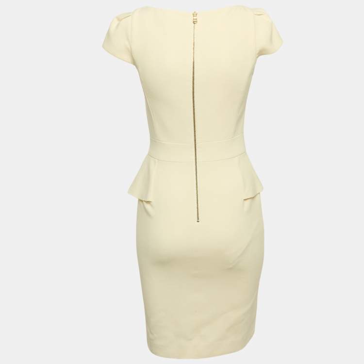 Pre Owned Emilio Pucci Cream Wool Ruffled Cap Sleeve Mini Dress S
