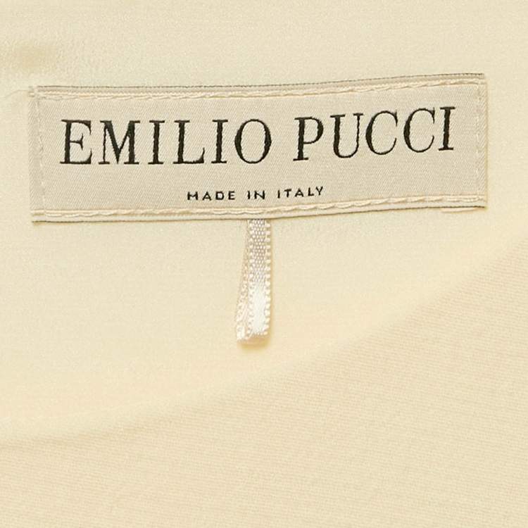 Pre Owned Emilio Pucci Cream Wool Ruffled Cap Sleeve Mini Dress S