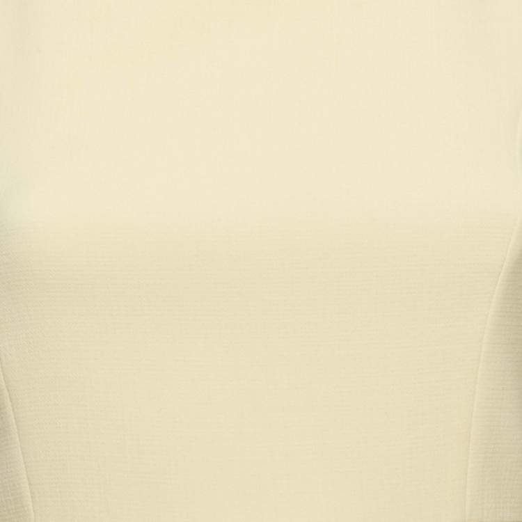 Pre Owned Emilio Pucci Cream Wool Ruffled Cap Sleeve Mini Dress S