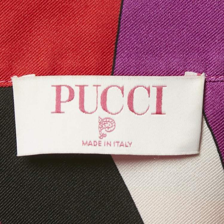 Pre Owned Emilio Pucci Multicolor Iride Print Silk Long Sleeve M
