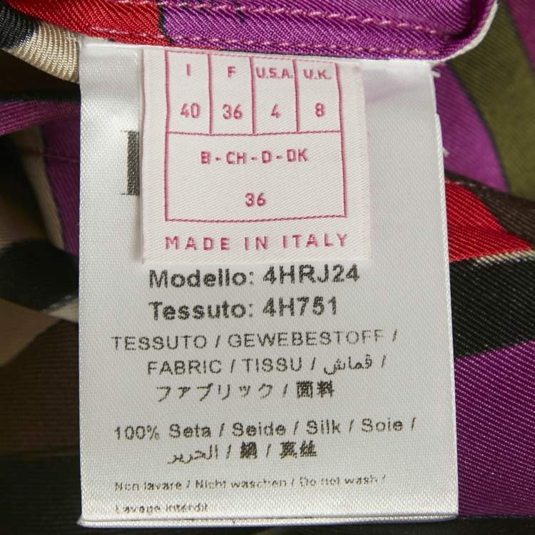 Pre Owned Emilio Pucci Multicolor Iride Print Silk Long Sleeve M