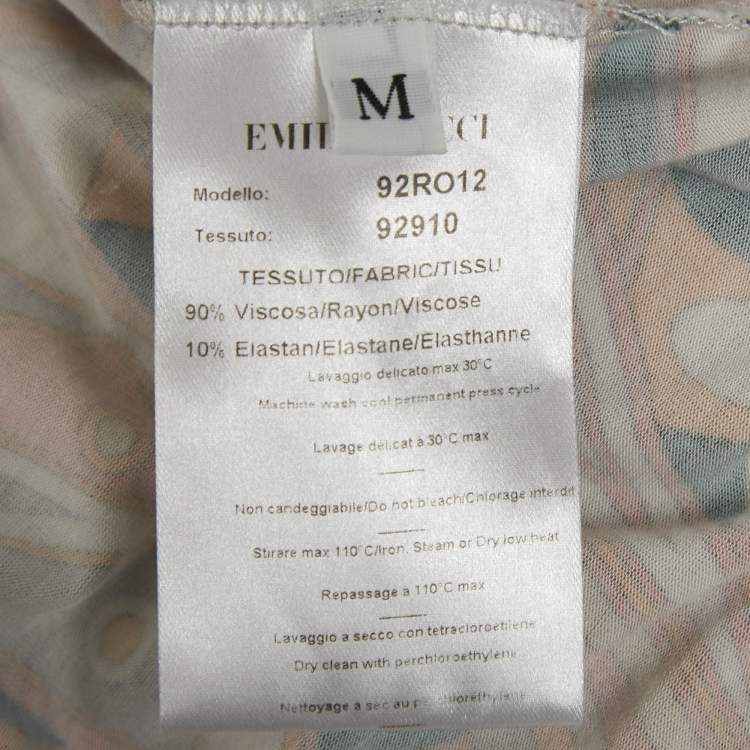 Pre Owned Emilio Pucci Multicolor Printed Jersey V-Neck Long Sleeve Top M