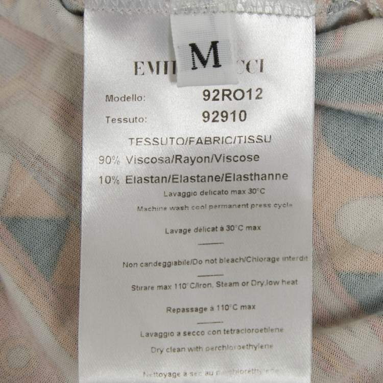 Pre Owned Emilio Pucci Multicolor Printed Jersey V-Neck Long Sleeve Top M