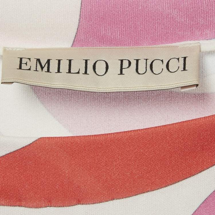 Pre Owned Emilio Pucci Pink Printed Jersey Belted Bodycon Dress S