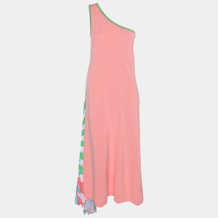 Pre Owned Emilio Pucci Peach Stretch Knit Midi Dress S