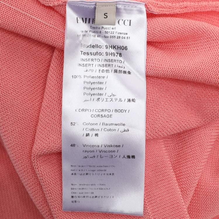 Pre Owned Emilio Pucci Peach Stretch Knit Midi Dress S