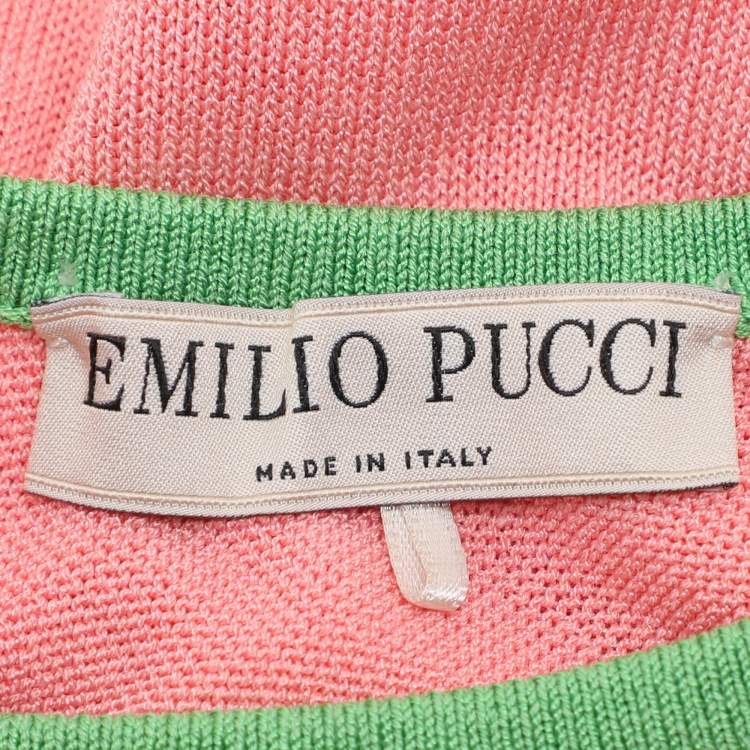 Pre Owned Emilio Pucci Peach Stretch Knit Midi Dress S